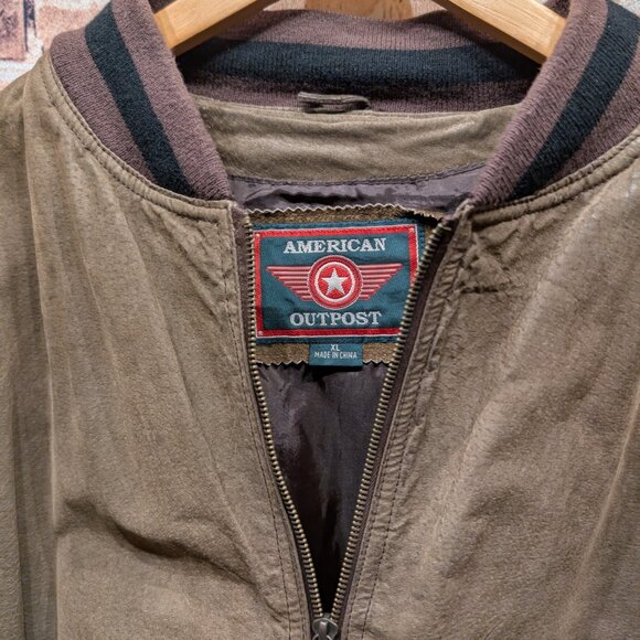 Vintage American Outpost Tan and Black Bomber/Varsity Jacket Size XL - Picture 5 of 12